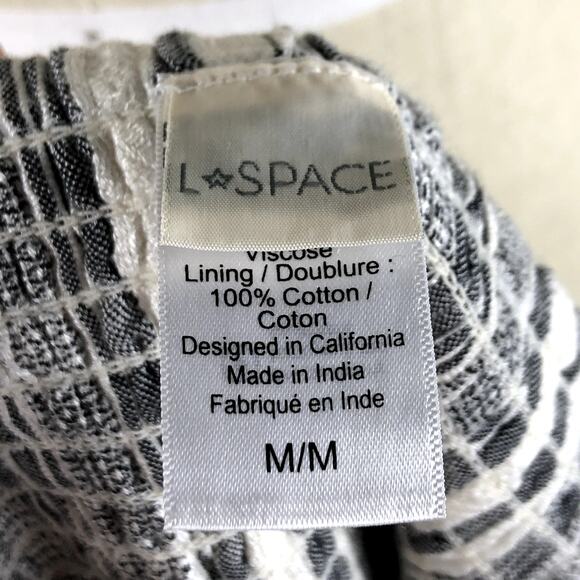 L*SPACE Black White Striped Mini Dress Size Medium Cotton Summer - Picture 3 of 5